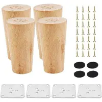 OEM 4 houten steunen, 10 cm, met bevestigingsplaat, schroeven en antislipmatten voor tafels en stoelen