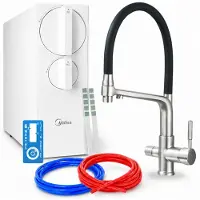 ARI Omgekeerde osmose waterfiltersysteem 800 GPD, met mengkraan, messing, perlator, luchtbelgenerator, 360 graden draaibaar, roestvrij staal, zonder reservoir, waterbesparend