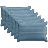 vidaXL Kussensloop 6 st HOUTEN Blauw 30 x 50 cm corduroy