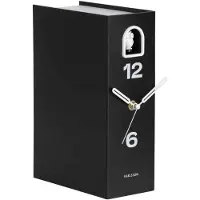 Karlsson Book Owl Tafelklok | 9.5x25x17.4cm | Zwart