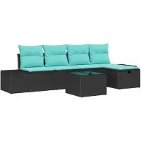 vidaXL Tuinset met 6 zitplaatsen, zwart, van polyrotan