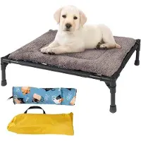 OEM Hondenbed voor buiten, comfortabele ligplaats - verhoogd comfort - 54x23x23 cm - Grijs