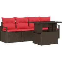 vidaXL Tuinbank Set 5 st Bruin Poly rattan
