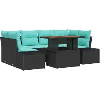 vidaXL Tuinset, 7-delig, zwart, polyrotan