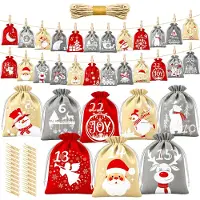 Dripio Adventskalender om zelf te vullen, 24 stoffen zakjes, 13x18 cm, rood