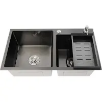 Merkloos Dubbele spoelbak, roestvrij staal met nano-coating, 78 x 43 cm, voor de keuken