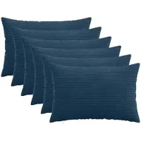 vidaXL Kussensloop 6 st HEERLEN Marineblauw 50 x 75 cm corduroy