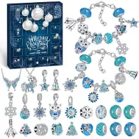 Merkloos DIY adventskalender met sieraden, 24 vakjes met bedeltjes, voor meisjes van 6-12 jaar, knutselset voor armbanden en kettingen