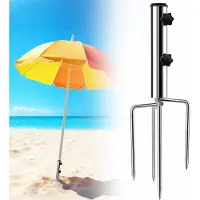 Merkloos Grondpen voor parasol, afneembare parasolhouder met grondanker, inclusief pennen, geschikt voor tuin en strand