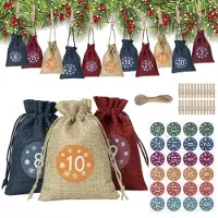 Dripio Adventskalender om zelf te vullen, van linnen, met 24 labels en houten klemmetjes
