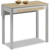 Dripio Uitschuifbare keukentafel, 90x50 cm, met klapbare vleugels, aluminium frame, eikenhoutlook