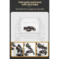 OEM Driewiel kinderwagen met aluminium frame - 3-in-1 - Duowagen - geschikt voor baby's - roze/grijs