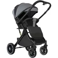 OEM Reisbuggy met vering, hoog design - Schokdempers - Lichtgewicht - Opvouwbaar - Grijs