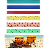 Merkloos Handdoekbanden, elastisch, 6 stuks, siliconen en polyester, geschikt voor strandstoelen