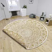 Merkloos Solidchoice - Ronde Vloerkleed voor Binnen en Buiten 140 cm Boho Design