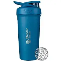 BlenderBottle Strada Shaker Cup Geïsoleerde RVS Waterfles met Draadklopper, 24-Ounce, Blauw