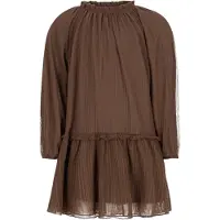 Like Flo korte A-lijn jurk met glitters - donkerbruin Meisjes Polyester Ronde hals - maat 122