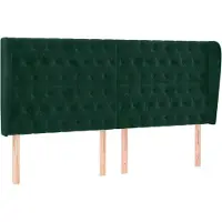 vidaXL Hoofdbord met randen 183x23x118/128 cm fluweel donkergroen