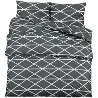 vidaXL Dekbedovertrekset 240x220 cm katoen donkergrijs en wit