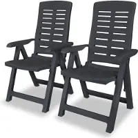 vidaXL Verstelbare klapstoelen, 2 stuks, antracietkleurig kunststof