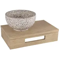 Differnz fontein – 40x25x10 cm – terrazzo zwart-wit – zonder kraan – met licht eiken frame SW642466 / SW794594