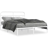 vidaXL Bedframe met hoofdbord metaal wit 140x190 cm