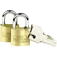 Burg wachter 2er Set Duo 222 30 SB Hangslot Gelijksluitend Messing Sleutelslot