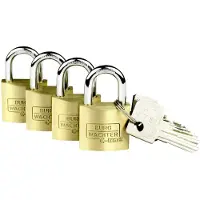 Burg wachter 4er Set Set Quadro 222 30 SB Hangslot Gelijksluitend Messing Sleutelslot