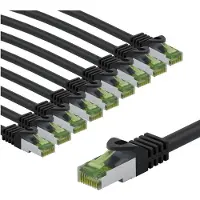 Goobay GHMT-gecertificeerd Cat8.1 patchkabel, S/FTP (PiMF), 5 meter, zwart, set van 10