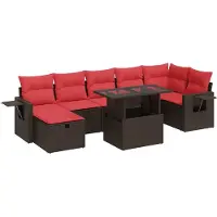 vidaXL 8-delige Loungeset met kussens poly rattan acacia bruin