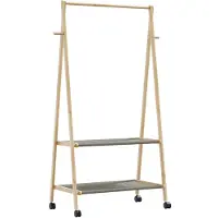 vidaXL Kledingrek met schappen en wielen 96x45,5x155,5 cm bamboe