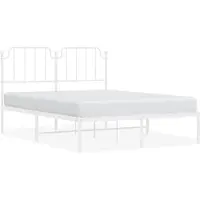 vidaXL Bedframe met hoofdeinde, metaal, wit, 135x190 cm