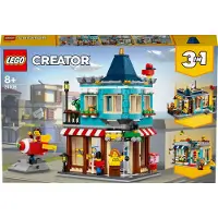 LEGO 31105 Creator 3-in-1: Speelgoedwinkel in een stadsgebouw - Patisserie - Bloemenwinkel, modelbouwspeelset, gebouw van bouwstenen, geschikt voor kinderen vanaf 7 jaar