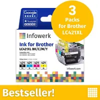Infowerk NIEUW: Inktcartridges voor Brother LC421XL, multipack (BK/C/M/Y), 3 stuks