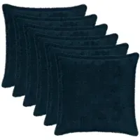 vidaXL Kussensloop 6 st HOUTEN Marineblauw 50 x 50 cm Nep Konijnenbont