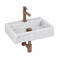 FortiFura Fuente fonteinset – rechthoekig – 38x24x8 cm – marmer wit – koperen kraan SW970033/SW799405/SW799403/SW451336