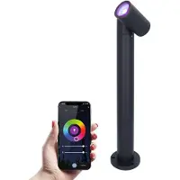 HOFTRONIC™ Amy smart sokkellamp - RGBWW - WiFi & Bluetooth - GU10 lichtbron - 45 cm - Padverlichting - Tuinspot - Voor buiten - Dimbaar via app - Kantelbaar - Go
