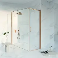 FortiFura Galeria Douchecabine - 70x180x200cm - profiel veiligheidsglas - antikalk - PVD - geborsteld koper SW1122478/SW797920/SW876702