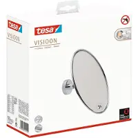 TESA Make-up spiegels, VISIOON make-upspiegel met 3x vergroting - Spiegel voor wandmontage zonder boren, zilver (9 x 21,5 x 22 cm)