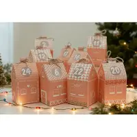 Dripio Adventskalender om zelf te vullen, 24 vakken, kersthuisje, 8x8x14 cm