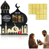Dripio Houten adventskalender voor de Ramadan, 1 stuk, zwart, 21,9 cm