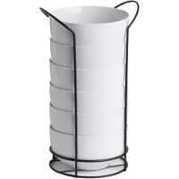 Vessia Soepkommen / schaaltjes - 6x stuks - porselein - 800 ml - wit - In stapelrek van metaal - stapelbaar