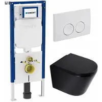 Geberit QeramiQ Dely Toiletset - UP720 inbouwreservoir - 35mm zitting - softclose - bedieningsplaat wit - mat zwart SW1026253/SW1000769/SW730486/SW1237202