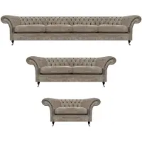 AEA Chesterfield Hellgraue Polstergarnitur Moderne Textilsofas Sitzmöbel