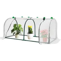 OEM Kleine tuinkooi - Beschermt planten - Stevig kasje - 120 x 60 x 50 cm - Groen-wit