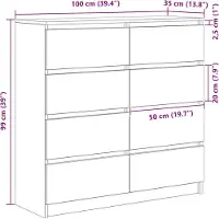 vidaXL Dressoir 100x35x99 cm bewerkt hout gerookt eikenkleurig