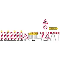 Busch 5937 H0 Set van 7 stuks Waarschuwingspaal Met knipperschakeling Bouwpakket