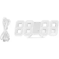 OEM 3D LED Wandklok - Digitale klok met temperatuurweergave - Wit - Moderne wandklok - Timer voor in huis - Geschikt voor de woonkamer