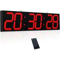 Dripio Digitale wandklok, 72,1 cm, met LED-display, timerfunctie, temperatuurweergave, datumweergave, en draaibaar