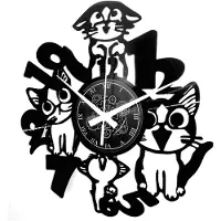 Dripio Wandklok van vinyl, kattenmotief, vintage-stijl, 30 cm, met stille wijzers